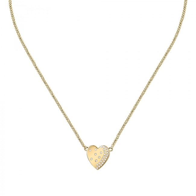 Collier en acier et cristaux PASSIONI or jaune <span itemprop=