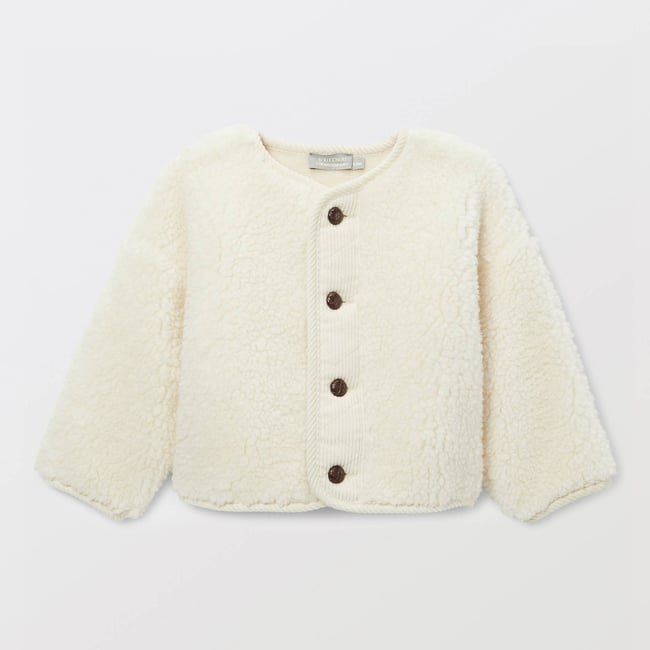 Veste unie en velours sherpa naturel <span itemprop=