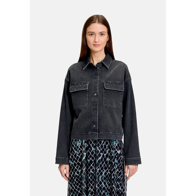 Veste en jean à poches plaquées dark grey denim <span itemprop=