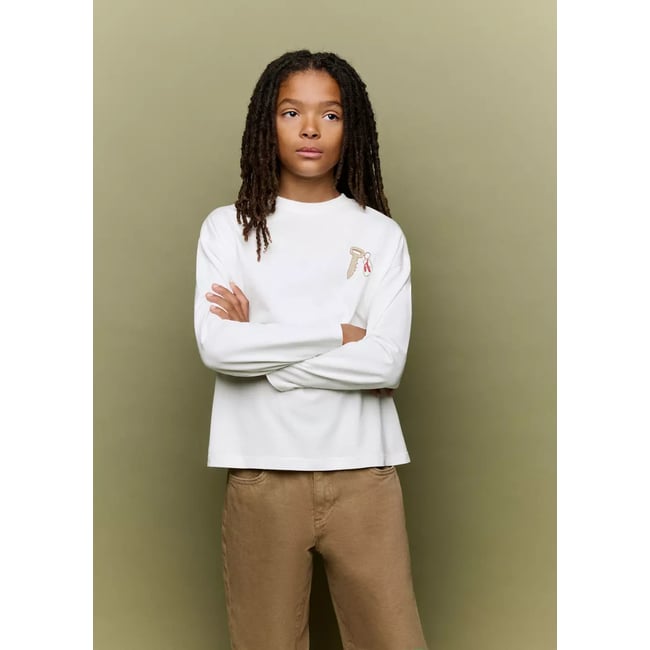 T-shirt oversize imprimé blanc cassé <span itemprop=