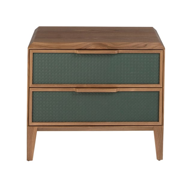 Table de chevet en pvc vert foncé et noyer Couleur vert foncé | noyer <span itemprop=