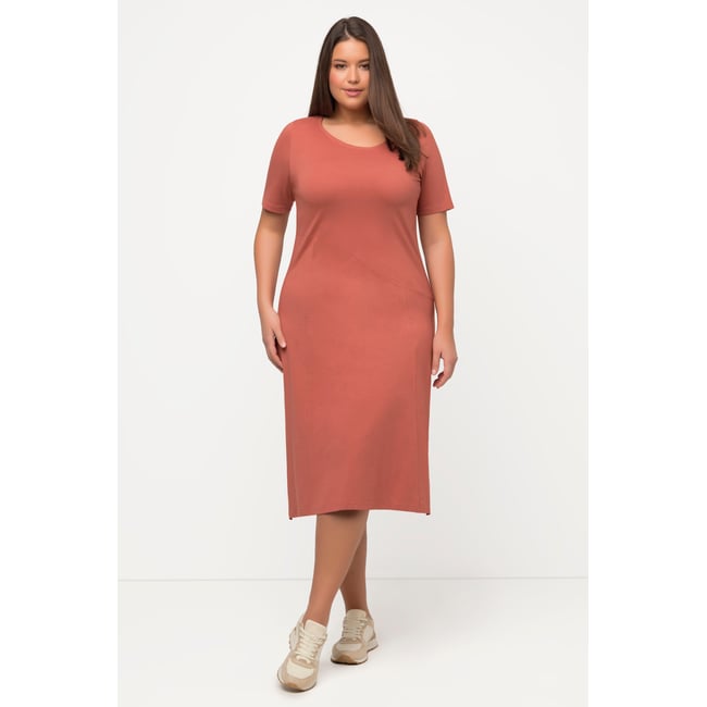 Robe en jersey, couture horizontale rouge <span itemprop=