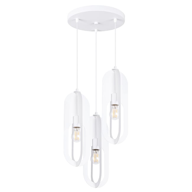 Suspension Acier Blanc E27 3 Nicus Couleur blanc <span itemprop=
