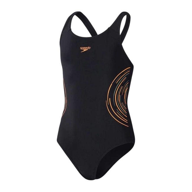 Maillot de bain 1 pièce motif/style imprimé graphique PLACEMENT orange <span itemprop=