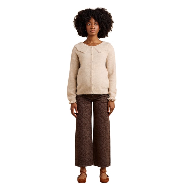 Pull grossesse et allaitement Colette beige chiné <span itemprop=