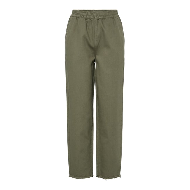Pantaloni a gamba dritta con frange, vita alta - PIECES