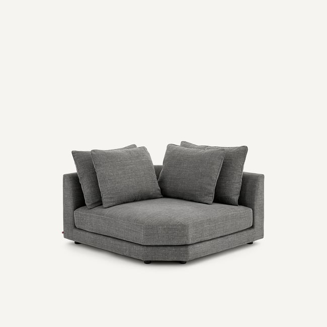 Canapé d'angle modulable en coton et lin, TIBERIO Couleur anthracite <span itemprop=
