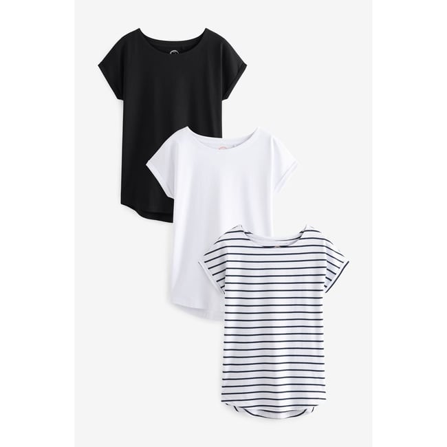 T-shirt à mancherons, lot de 3 blanc <span itemprop=