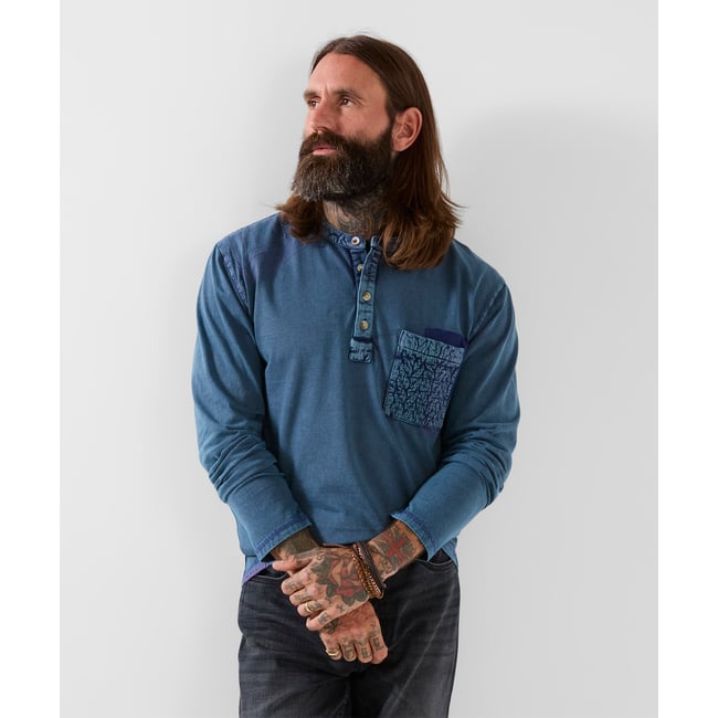 Incroyable Henley Indigo Personnalisé bleu <span itemprop=