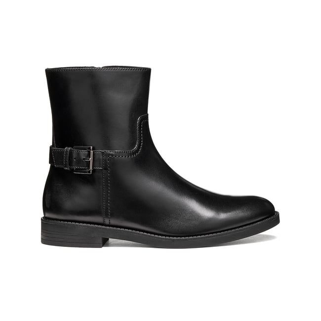 Flache Lederstiefeletten, ESMEENA schwarz <span itemprop=