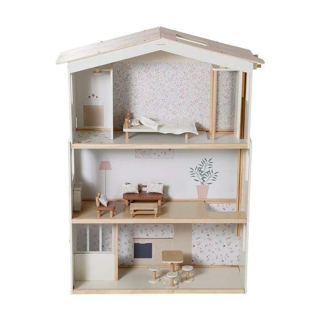 Maison de poupée en bois FSC® blanc <span itemprop=