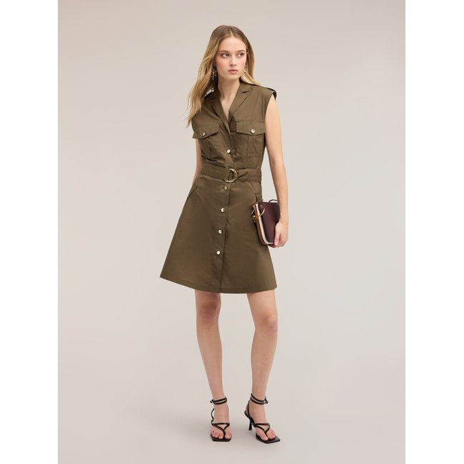 Robe chemisier avec ceinture verde militare <span itemprop=