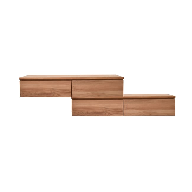 Meuble suspendu 4 tiroirs en teck massif Khaléï Concept 180 Couleur naturel <span itemprop=