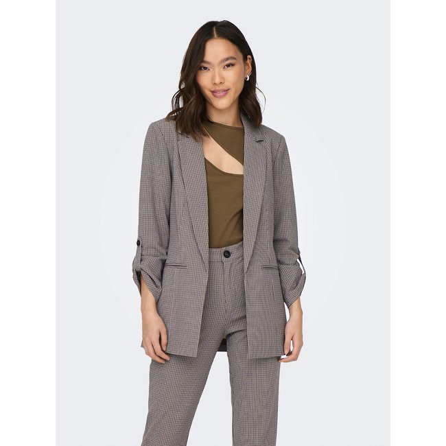 Checked Straight Fit Blazer, beige checks, ONLY