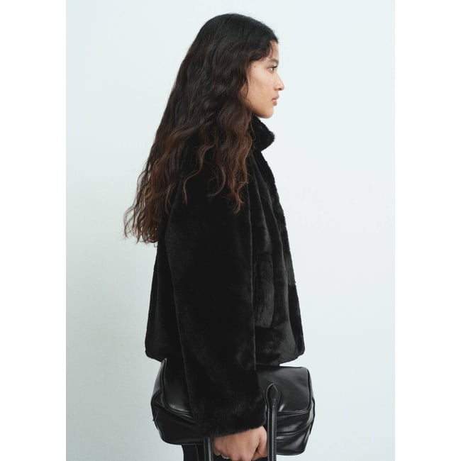 Veste imitation fourrure noir <span itemprop=