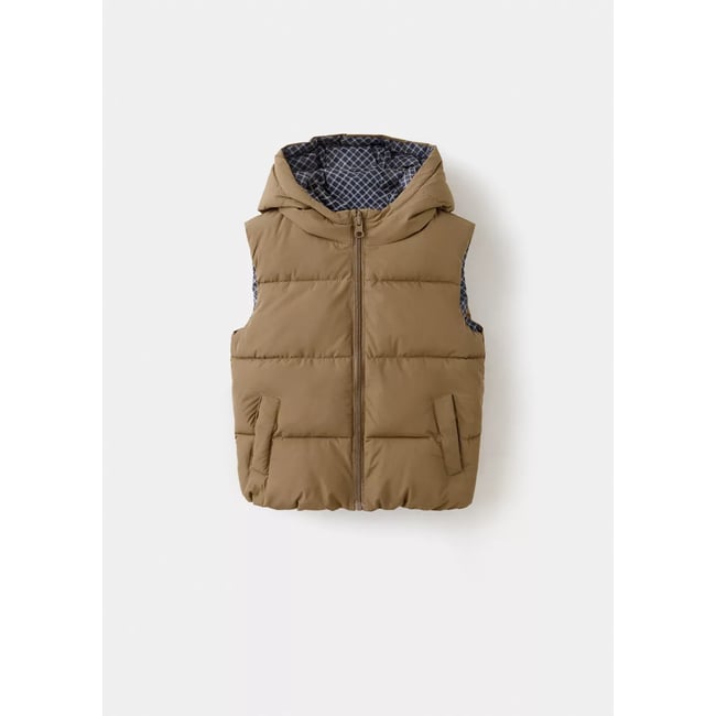 Gilet réversible à capuche bleu marine <span itemprop=