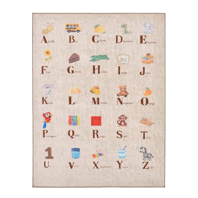Tapis éducatif intérieur enfant beige abécédaire SCOTY Couleur beige <span itemprop=