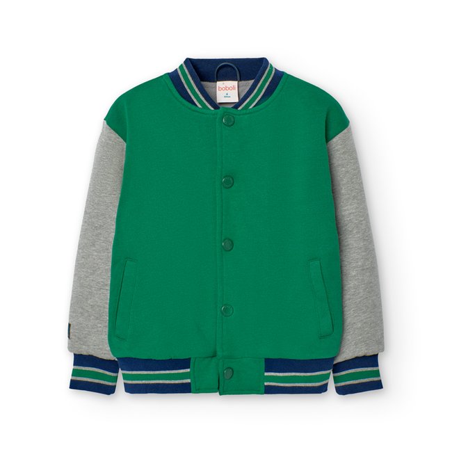 Veste de sport avec boutons et manches colorées gris <span itemprop=