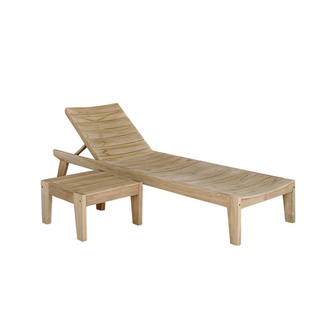 Set bain de soleil et table basse en teck massif  JAYA naturel <span itemprop=