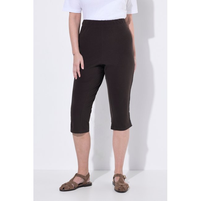 Legging capri, coton bio élastiqué, dentelle noir marron <span itemprop=