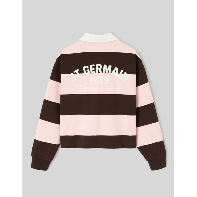 Sweat polo à manches longues rose pâle <span itemprop=