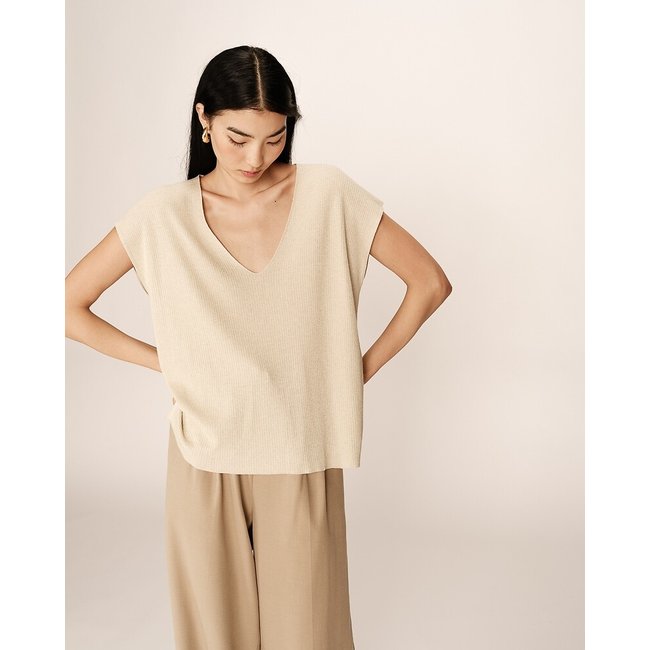 Trui in glanzend tricot met korte mouwen, PACINO <span itemprop=