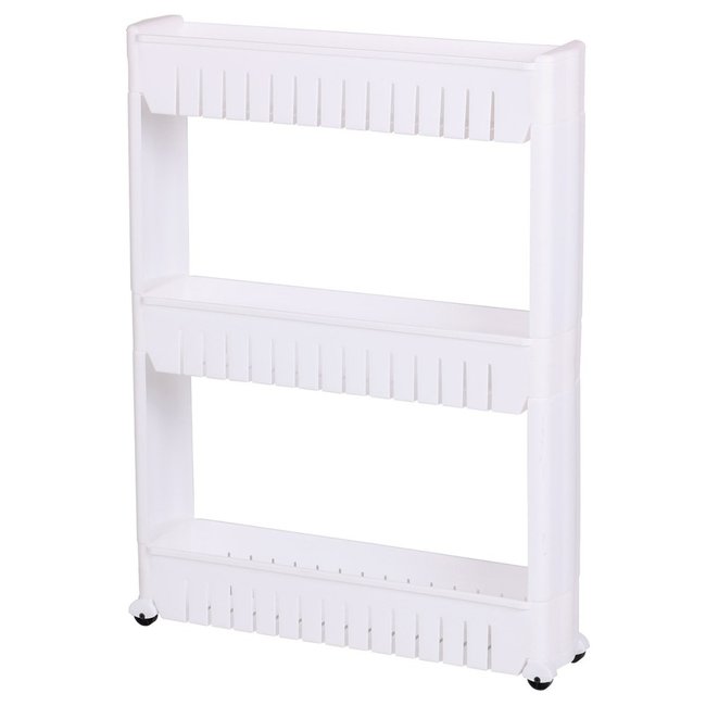 Resserre 3 étagères Sur Roulettes Couleur blanc <span itemprop=