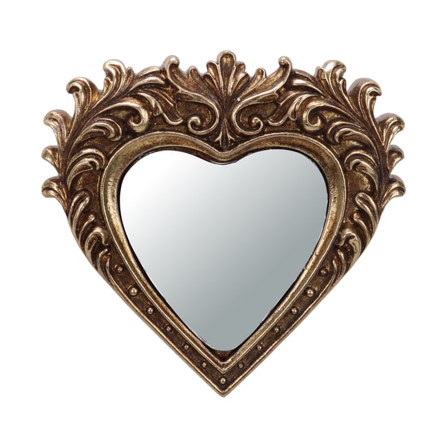 Mini miroir coeur 9.5x9.2cm Couleur or <span itemprop=