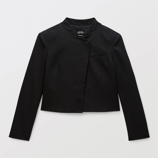 Veste blazer manches longues unie noir <span itemprop=