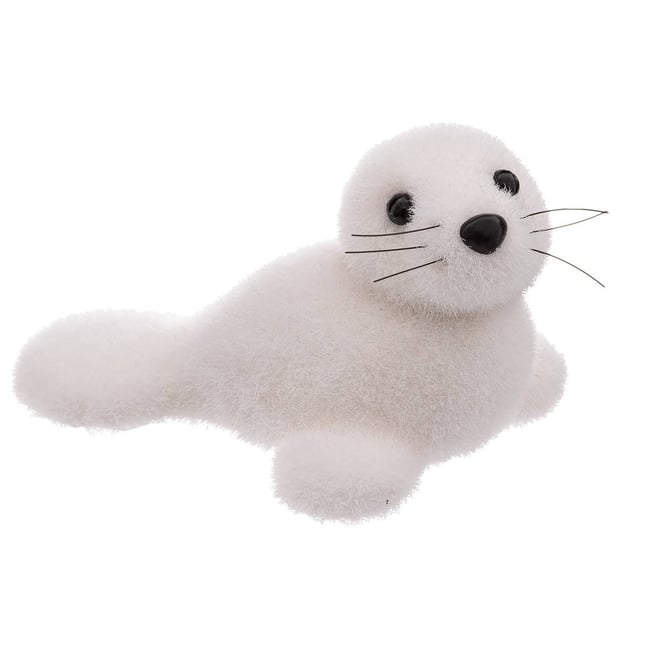 Bébé Phoque 9cm en polyfoam Couleur blanc <span itemprop=