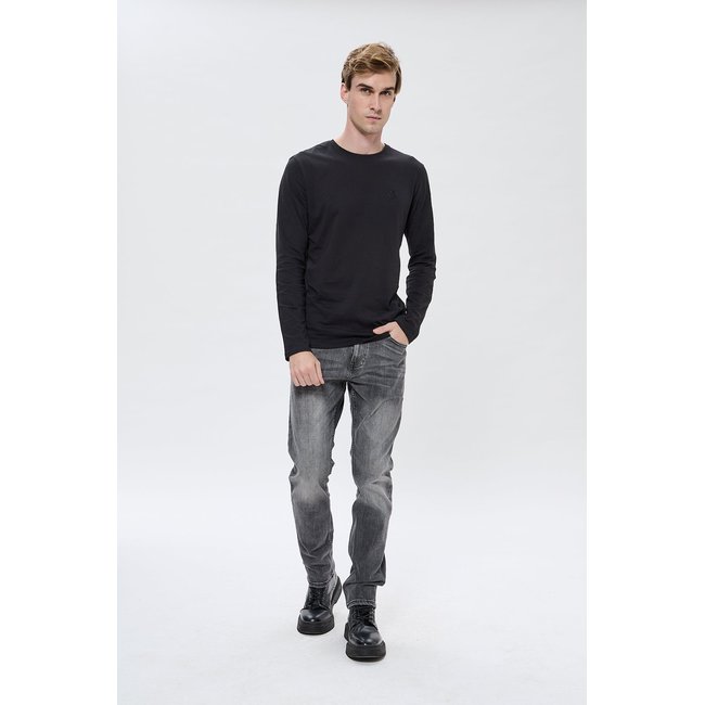 Jean coton straight STRAIGHT JORDY dark grey <span itemprop=