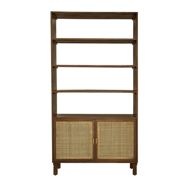 Bibliothèque en bois de manguier et cannage  RAPHAEL Couleur marron <span itemprop=