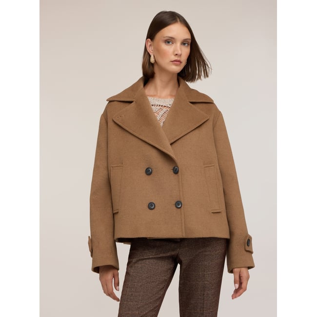 Manteau croisé beige <span itemprop=