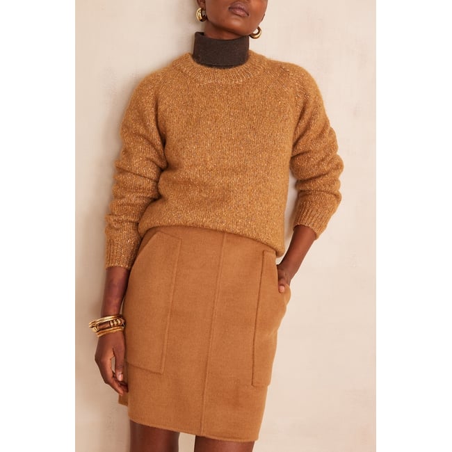 Pull col rond AGNES beige <span itemprop=