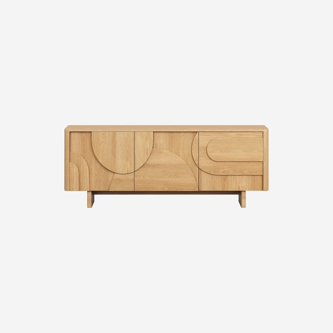 Buffet bas 3 portes en frêne MILORD Couleur naturel clair <span itemprop=