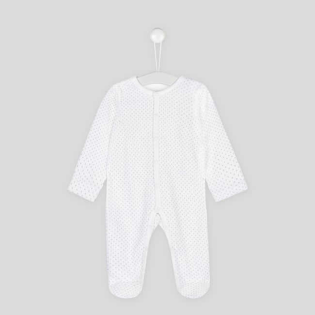 Dors-bien velours imprimé, en coton BIO, certifié OEKO-TEX blanc <span itemprop=