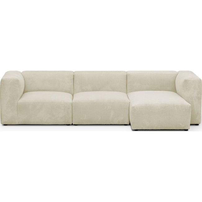Canapé d'angle à droite modulable 4 places en velours côtelé - MODULO Couleur beige <span itemprop=