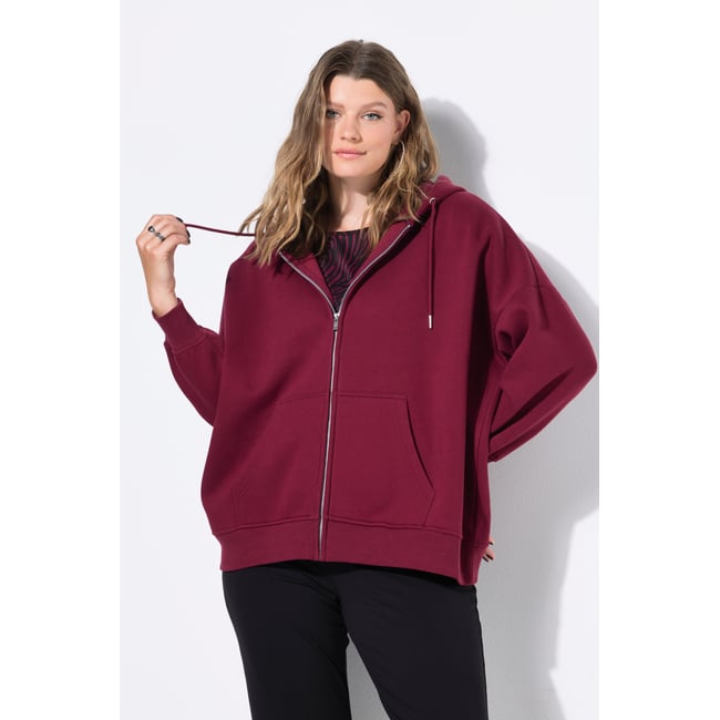 Veste à capuche oversize rouge vin <span itemprop=