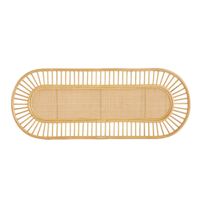 Tête de lit déco en rotin naturel et cannage L165 cm BOW Couleur marron clair <span itemprop=