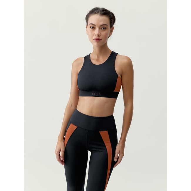 Brassière de sport femme Tao Maintien élevé séchage rapide noir/tuile <span itemprop=