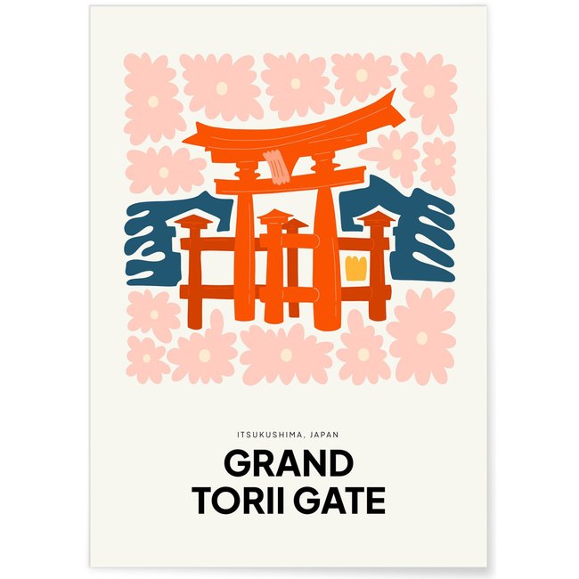 Affiche Japon Porte du Grand Torii Couleur blanc <span itemprop=