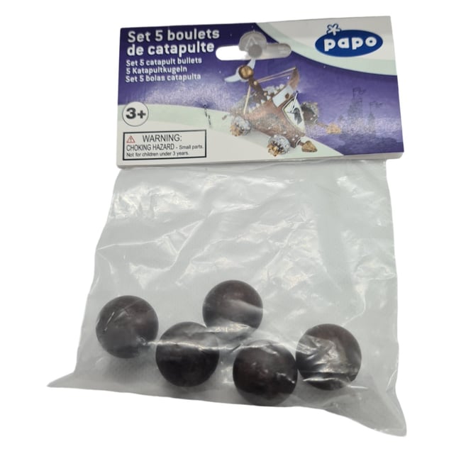 Set de 5 boulets de catapulte marron <span itemprop=