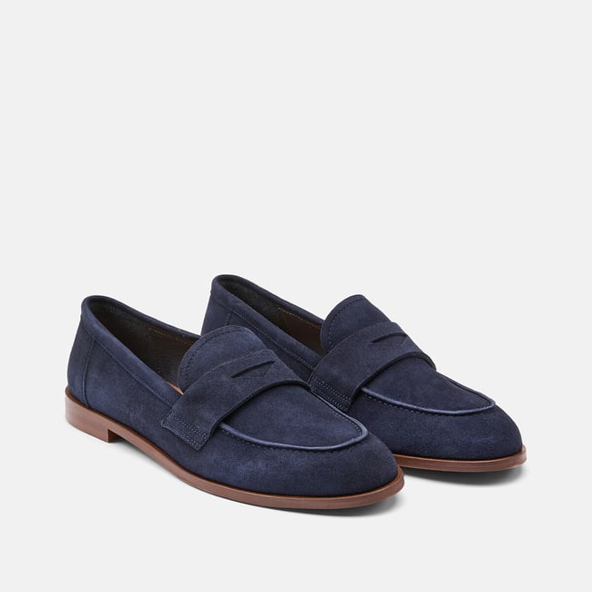 Mocassins en cuir celours, THELMA -BIS bleu marine <span itemprop=