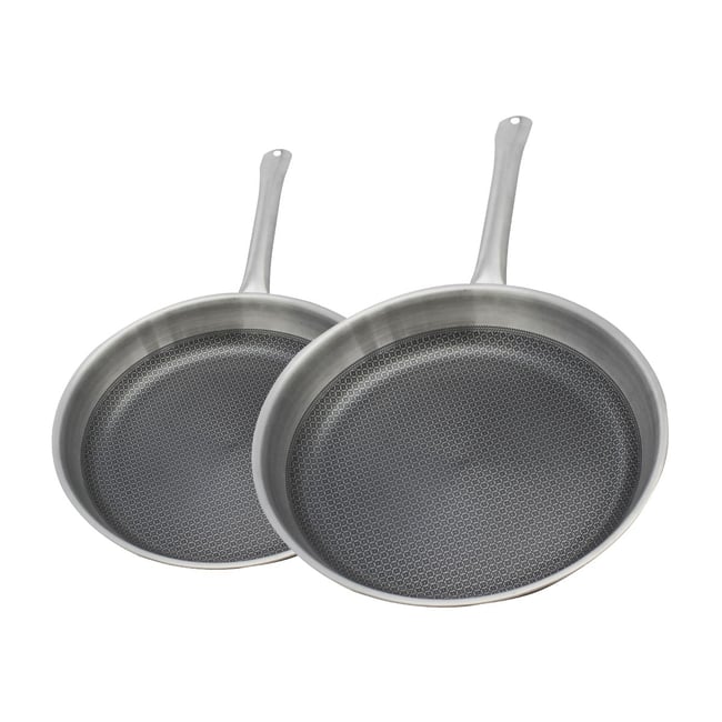 Set de 2 poêles de cuisson 24/28 cm RELIEF SOLUTION gris <span itemprop=