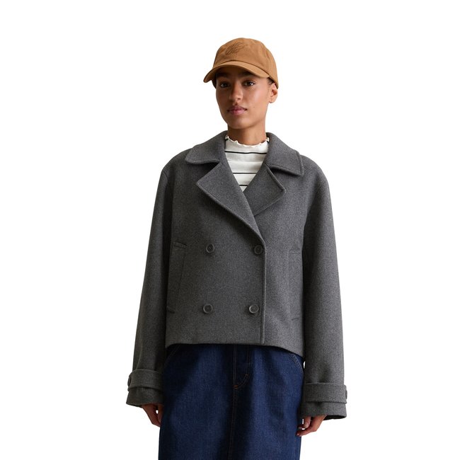 Caban relaxed avec de la laine recyclée gris foncé <span itemprop=