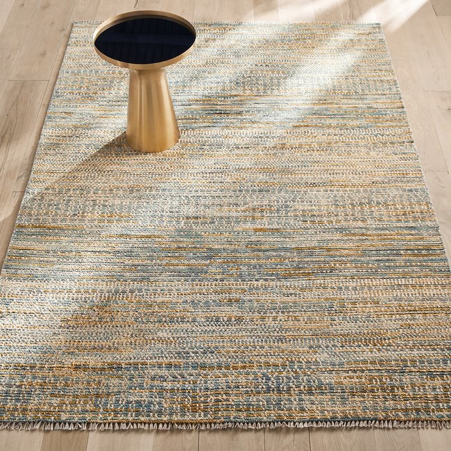 Sarini Knotted Wool and Sari Silk Rug, pale green, AM.PM