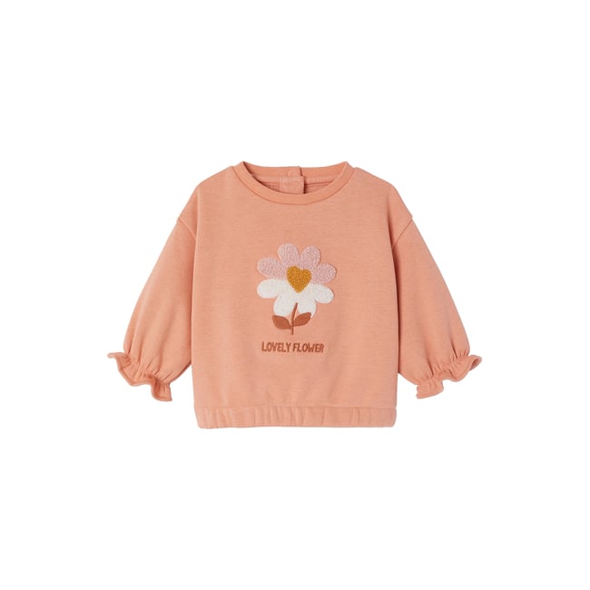 Sweat manches longues abricot <span itemprop=