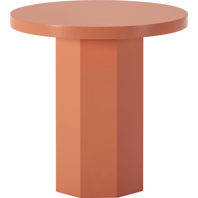 Table d'appoint ronde en bois et terre cuite Couleur terre cuite <span itemprop=