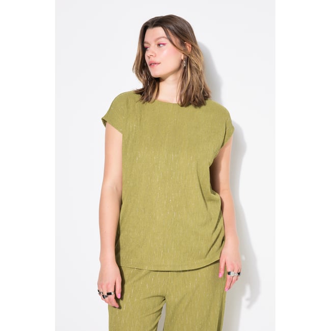 Haut en crêpe, effet brillant, coupe oversize vert mousse <span itemprop=