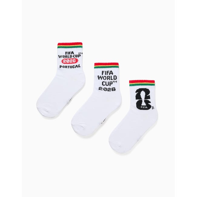 Lot de 3 paires de chaussettes Coupe du Monde de la FIFA 2026 blanc <span itemprop=